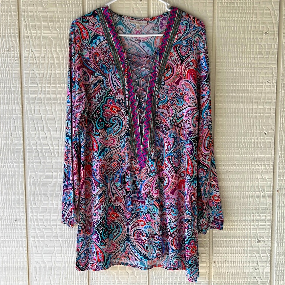 Bright Paisley Swim Cover-Lace Up
